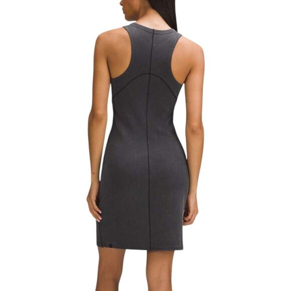 Lululemon Gray Ribbed Softstreme Slim Fit Ribbed Tank Dress - Picture 2 of 11